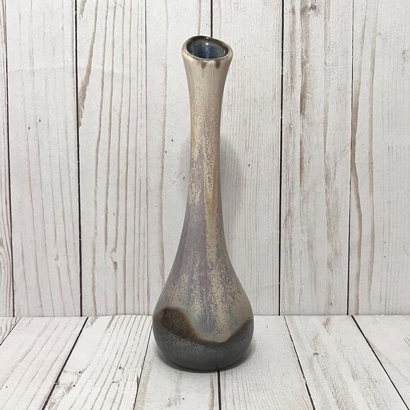 Howard Pierce Porcelain Gloss Gray & Beige Speckled Vase California Pottery 10” - Picture 2 of 6